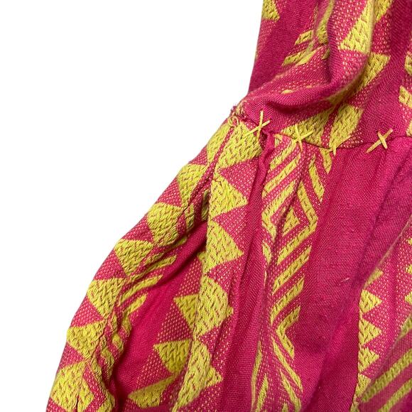 Anthropologie Maeve Dominique Dress Pink Chartreuse Embroidered Plus Size 2X - Picture 4 of 8